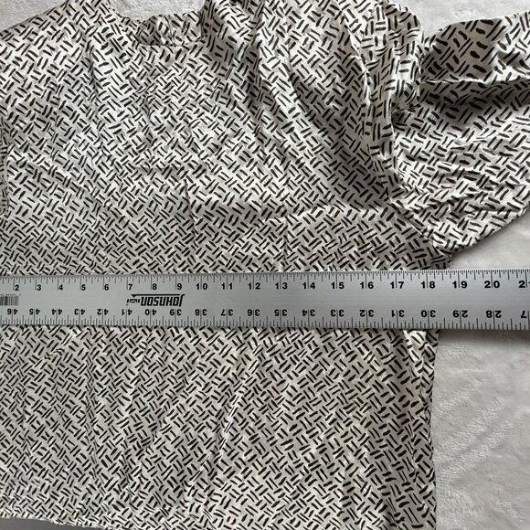 Jason Prescott Collection Womens Long Sleeve 100% Silk Blouse Size 8 White/Black - Picture 5 of 6